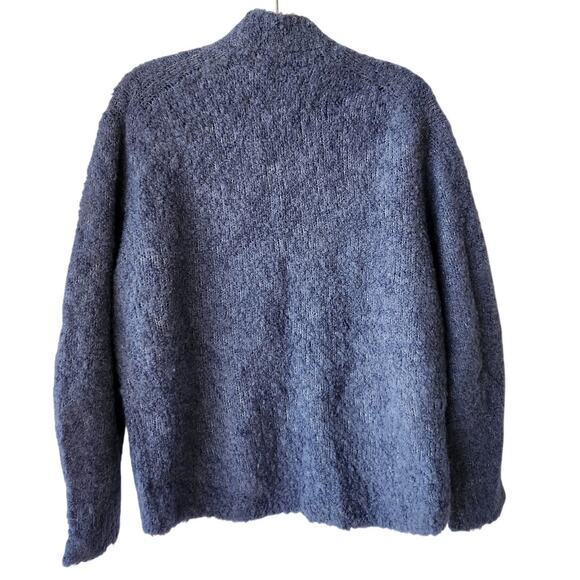 NWT Madewell Wool-Alpaca Blend Bouclé-Knit Oversized Sweater Blue S - Picture 6 of 11